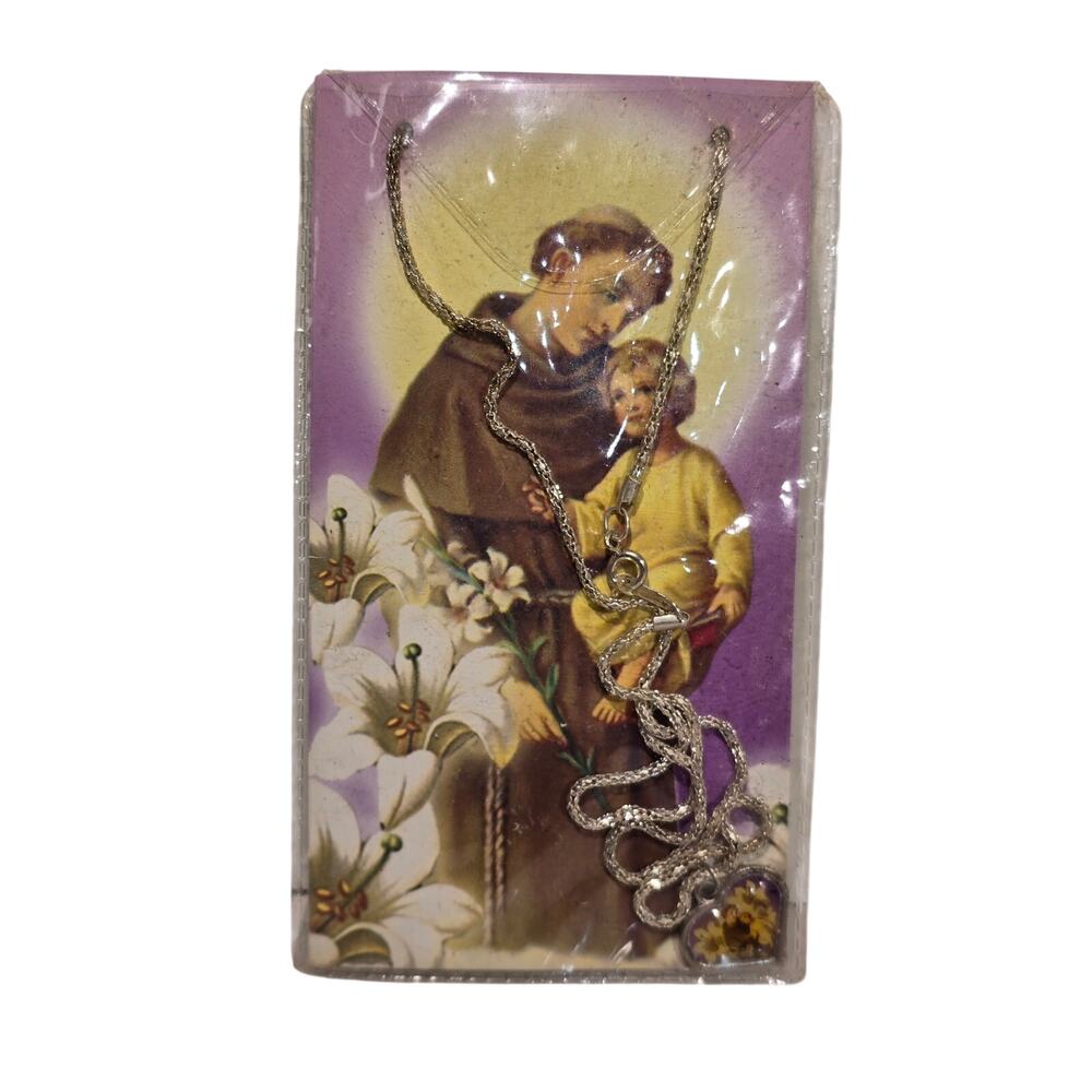 St Anthony of Padua Medal Necklace Catholic Prayer Card Franciscan Friars